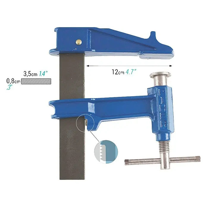 Piher Sargento de fundición F-20 - Anchura de sujeción: 200 mm, Apertura máxima: 120 mm