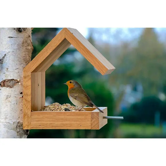 Dobar Vogelhaus Luxus Bauhaus 3 - 16 x 19 x 22 cm, Natur, Holz - Stimmungsaufnahme