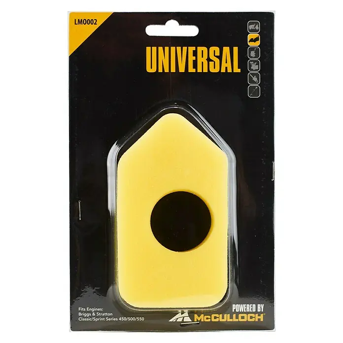 McCulloch Filtro de aire LMO002 - Específico para: Motor Briggs & Stratton Serie Classic/Sprint 450er/500er/550er - Vista frontal