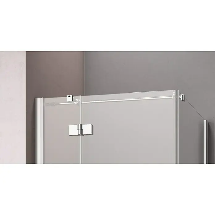 GEO Hit Eckdusche B-F300 - 80 x 80 x 200 cm, Beschichtet, DIN Anschlag: Links, Stärke: 6 mm, Silber - Detailaufnahme