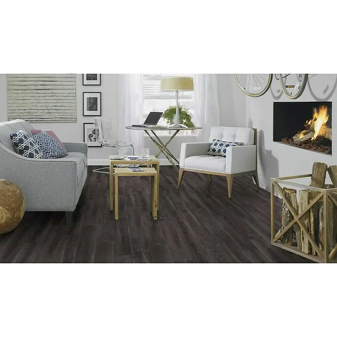 Tarkett Suelo de vinilo autoadhesivo Smoked Oak Black - 91,4 cm x 15,2 cm x 2 mm