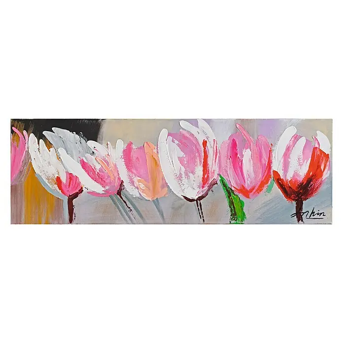 Cuadro pintado a mano Dipinto Six flowers - Seis flores, An x Al: 90 x 30 cm