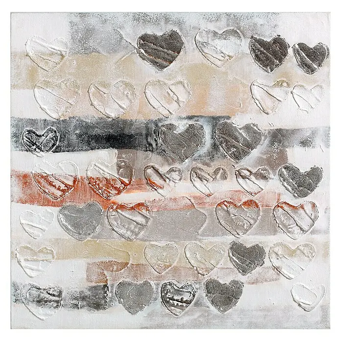 Cuadro pintado a mano Dipinto Abstract Hearts - Corazones abstractos, An x Al: 60 x 60 cm