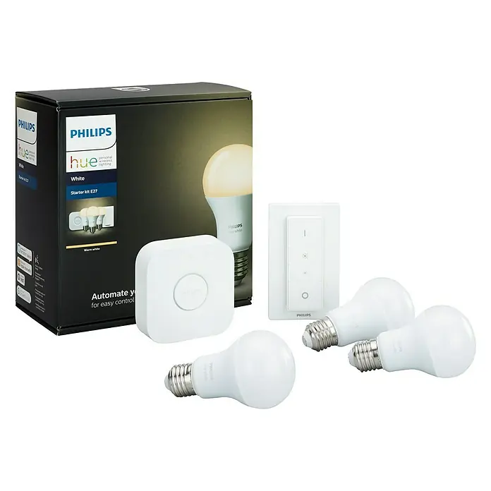 Philips Hue Pack bombillas LED - 9 W, E27, Color de luz: Blanco cálido, Intensidad regulable