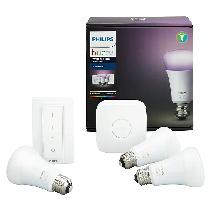 Philips Hue Pack bombillas LED Kit con mando a distancia - 10 W, E27, RGBW, Temperatura de color ajustable