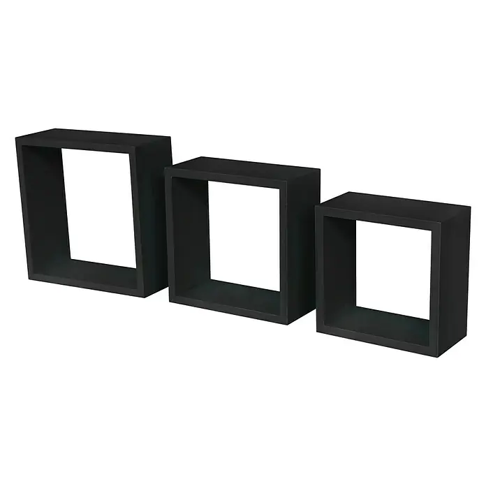 BHP Wandregal-Set Simple - Belastbarkeit: 5 kg, Schwarz, 3 -tlg. - Vorderansicht