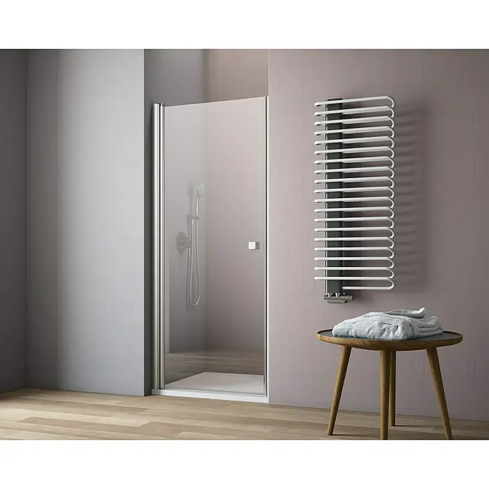 GEO Hit Nischendusche B-N100 - 80 x 202,2 cm, Beschichtet, Stärke: 6 mm, Silber - Vorderansicht