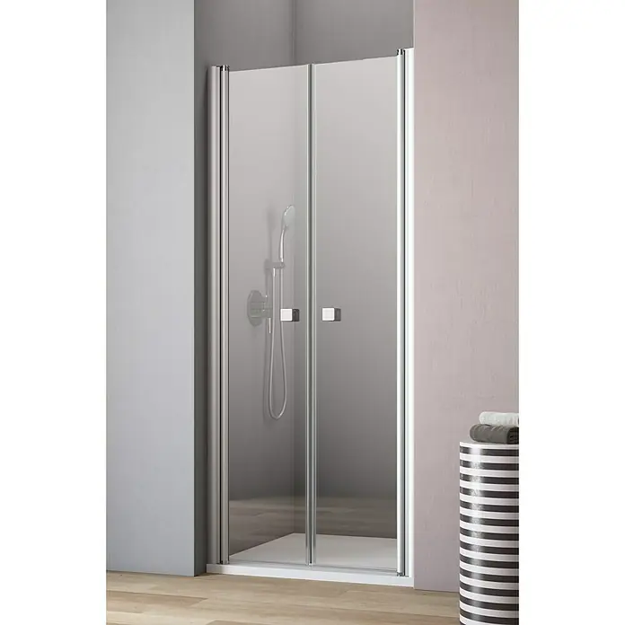 GEO Hit Nischendusche B-N110 - 90 x 202,2 cm, Beschichtet, Stärke: 6 mm, Silber - Vorderansicht