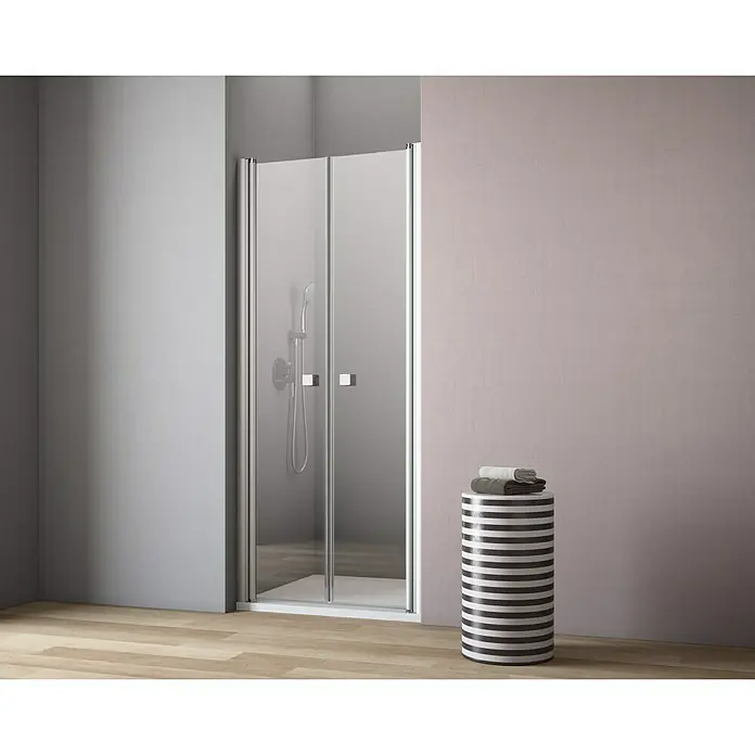 GEO Hit Nischendusche B-N110 - 90 x 202,2 cm, Beschichtet, Stärke: 6 mm, Silber - Vorderansicht