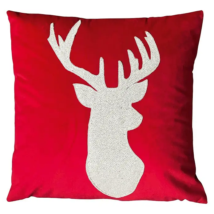 Samtkissen - Weiß/Rot, 45 x 45 cm, Material Bezug: 85 % Polyester, 15 % PET