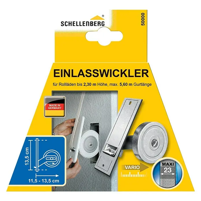 Schellenberg Rollladen-Gurtwickler Maxi - Lochabstand: 135 mm, Gurtbreite: 23 mm, Max. Gurtlänge: 5,6 m - Vorderansicht