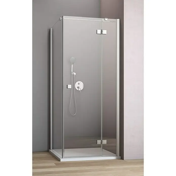 GEO Hit Eckdusche B-F300 - 80 x 90 x 200 cm, Beschichtet, DIN Anschlag: Rechts, Stärke: 6 mm, Silber - Stimmungsaufnahme