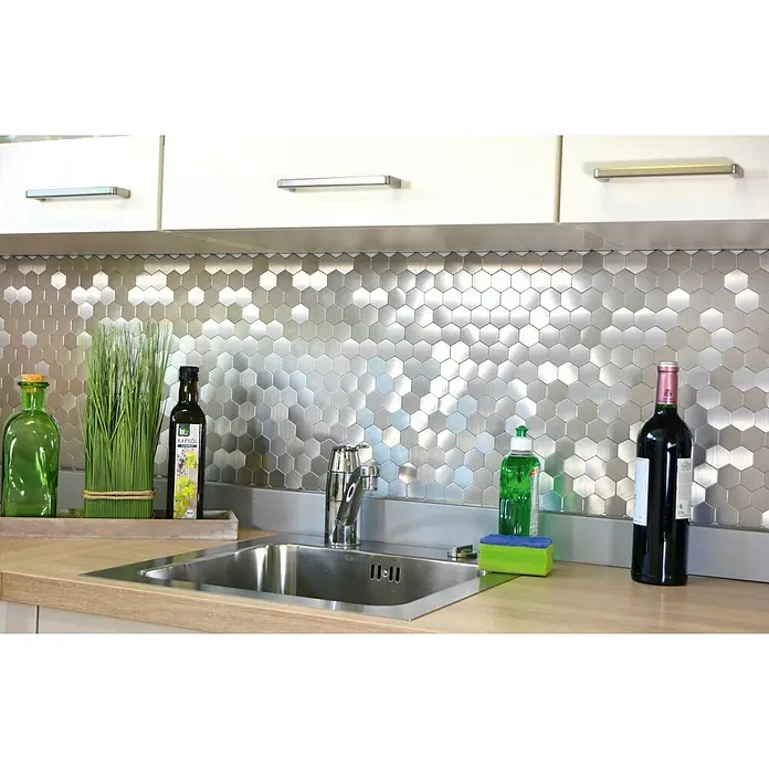 Samoljepljiva mozaik pločica Hexagon SAM 4MMHX - 28 x 29 cm, Metal, Srebrne boje