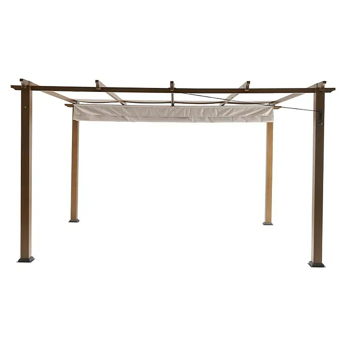 Sunfun Pérgola con toldo corredero Kreta - L x An x Al: 333 x 418 x 235 cm, Beige