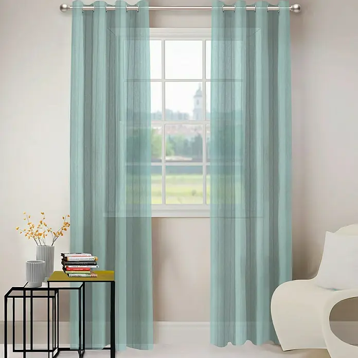 Visillo para ventana Bambou - 140 x 250 cm, 100% poliéster, Azul