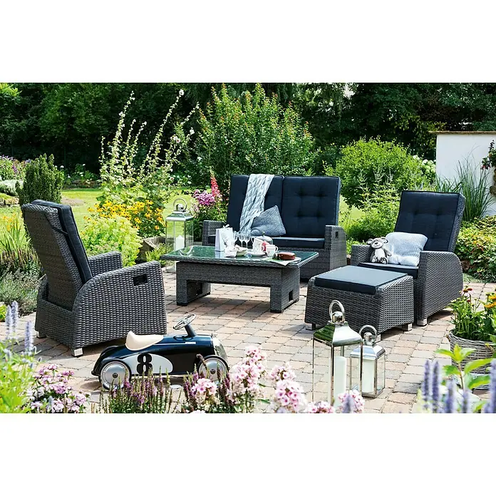 Sunfun Fußhocker Malaga - 74,9 x 58,1 x 45,7 cm, Polyrattan