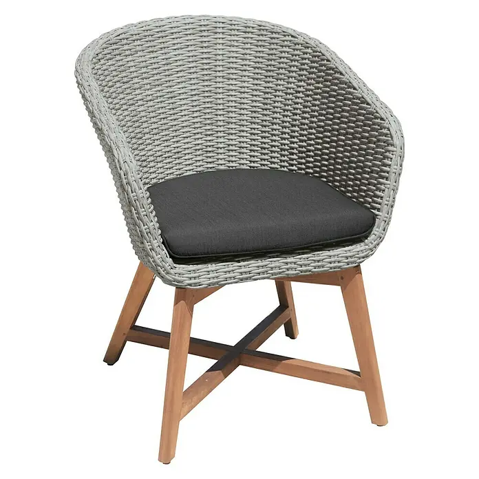 Sunfun Pauline Gartensessel - Bambus Grey, Anthrazit, Naturbraun, Polyrattan, Breite: 62 cm