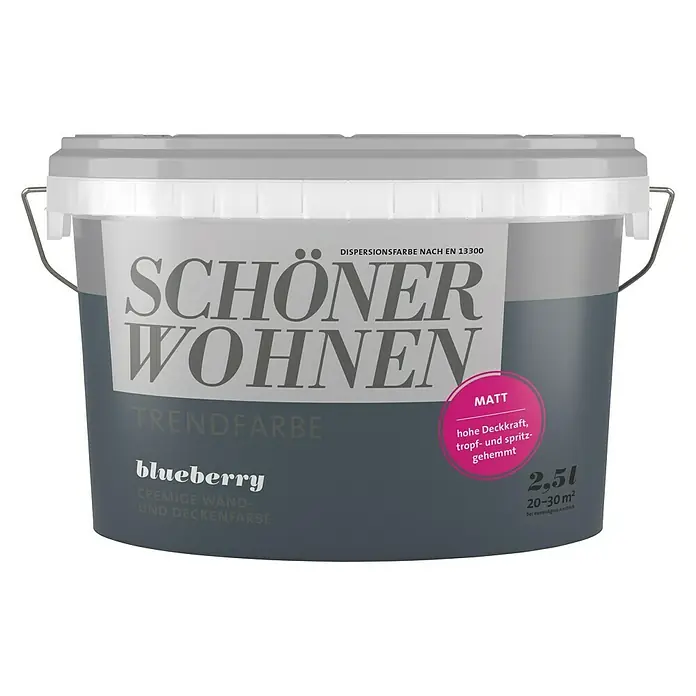 SCHÖNER WOHNEN-Farbe Wandfarbe Trendfarbe - Blueberry, 2,5 l, Matt, Konservierungsmittelfrei