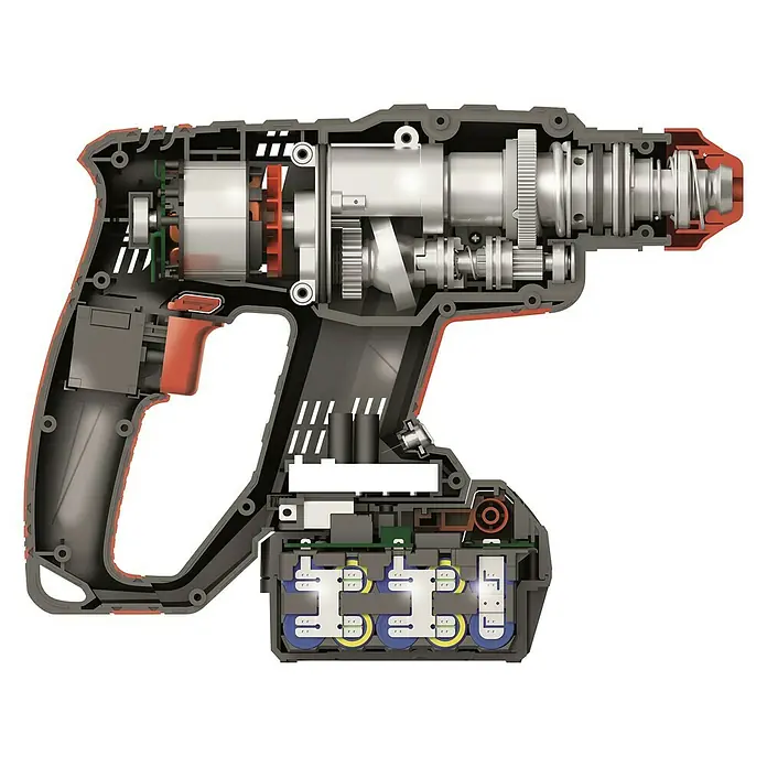 Toolson Akku-Bohrhammer - 20 V, 4 Ah, 1 Akku, Leerlaufdrehzahl: 0 U/min - 1.400 U/min, Einzelschlagstärke: 2 J - Detailaufnahme