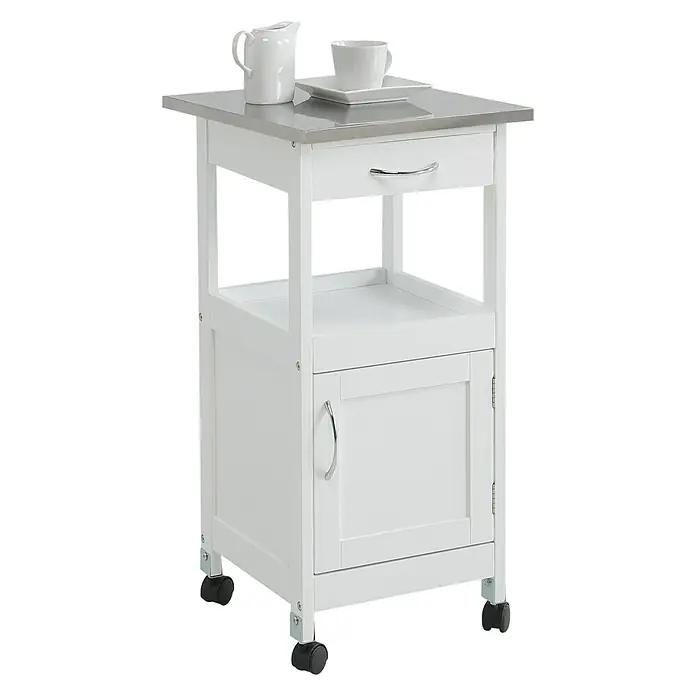 Carro de cocina con puertas - L x An x Al: 37 x 37 x 76 cm, Blanco/Acero inoxidable