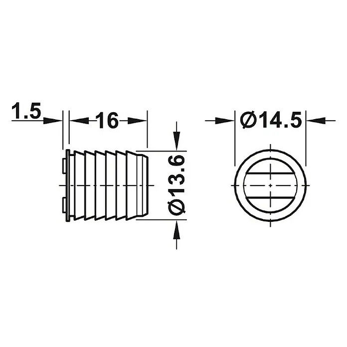 Häfele Magneetsluiting - Hechtsterkte: 3,5 kg, Ø x l: 13,6 x 17,5 mm, Bruin - Vooraanzicht