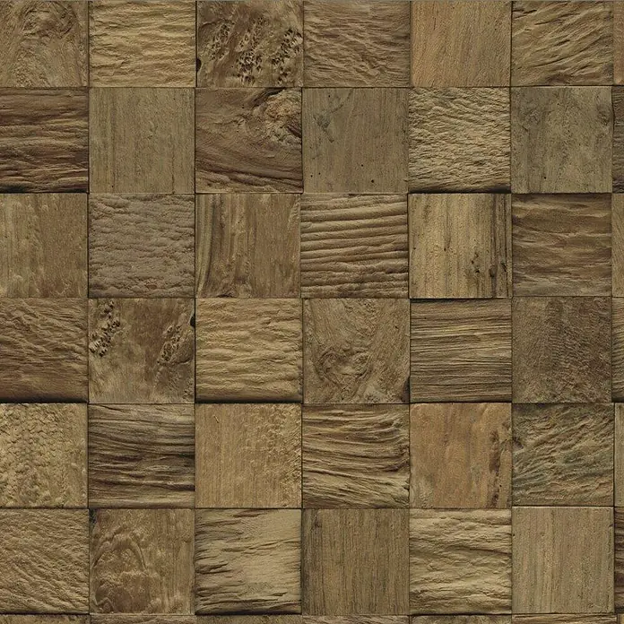 Indo Houten paneel Indo 3D Wall Classic & Cube Bail Nature - Teak, 552 x 184 x 10 mm, 10 panelen - Vooraanzicht