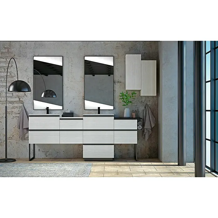 Baden Haus Qubo Hängeschrank - 25 x 35 x 70 cm, Weiß Rock