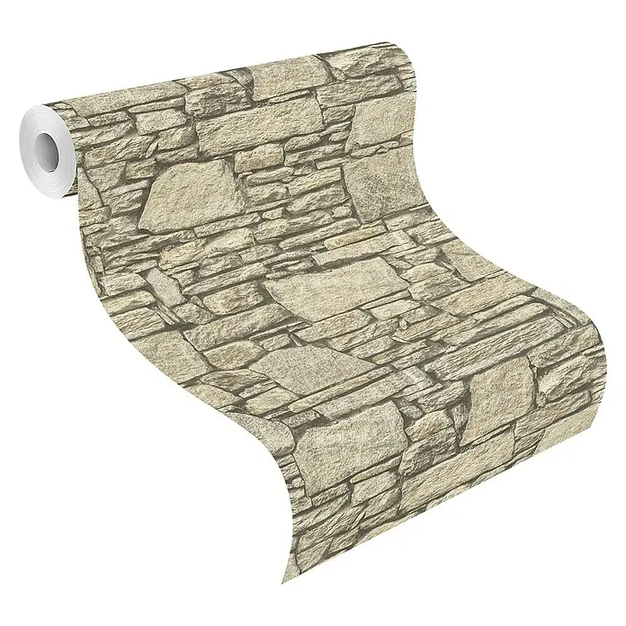Rasch Vliestapete Stein - Beige, Steinoptik, 10,05 x 0,53 m