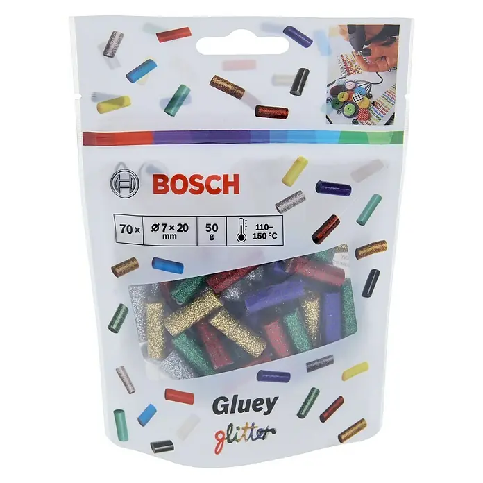 Bosch Gluey Klebepatronen Glitzer - 70 Stk., Durchmesser Klebepatrone: 7 mm, Glitzernd