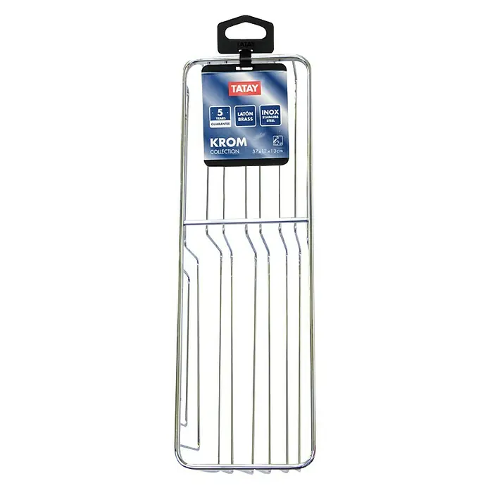 Tatay Cesta de baño rectangular Krom - 12 x 37 x 13 cm, Cromo