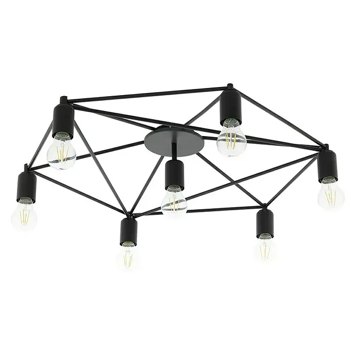 Eglo Stropna svjetiljka - 420 W, D x Š x V: 76 x 76 x 14 cm, Crne boje, E27 - Pogled sprijeda