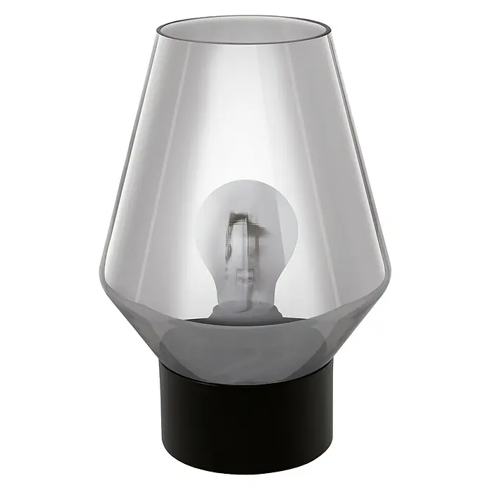 Eglo Verelli Tischleuchte rund - 60 W, Ø x H: 165 mm x 25 cm, Rauch, Schwarz/Transparent, E27 - Vorderansicht