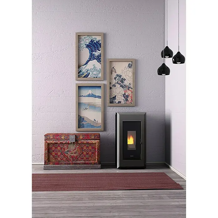 FreePoint Pelletofen Vega Airtight - 2,8 kW - 10,5 kW, Raumheizvermögen: 252 m³, Schwarz/Anthrazit