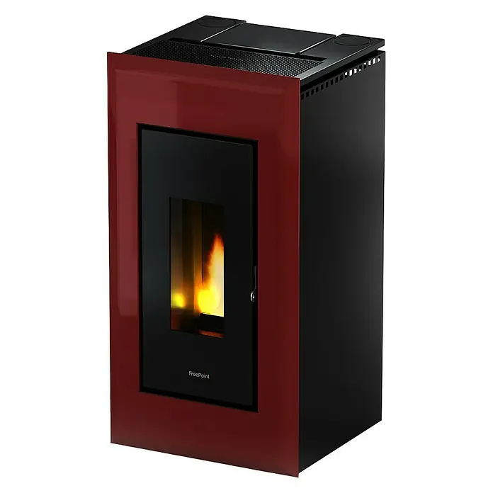 FreePoint Pelletofen Vega Airtight - 2,8 kW - 10,5 kW, Raumheizvermögen: 252 m³, Schwarz/Bordeaux