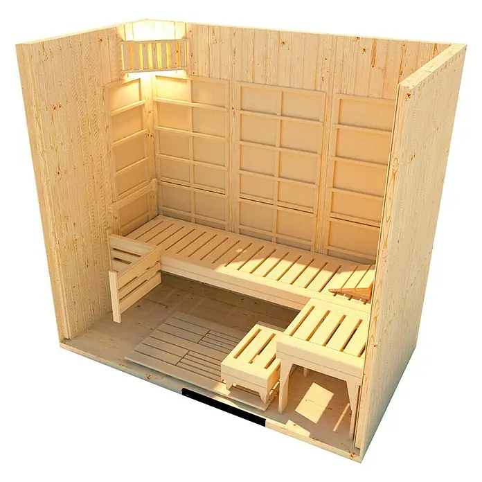 Weka Infrarot-Sauna-Kombikabine Uppsala - Therm-Flächenstrahler + 3,6 kW Bio-Saunaofen, 121 x 212 x 199 cm - Detailaufnahme