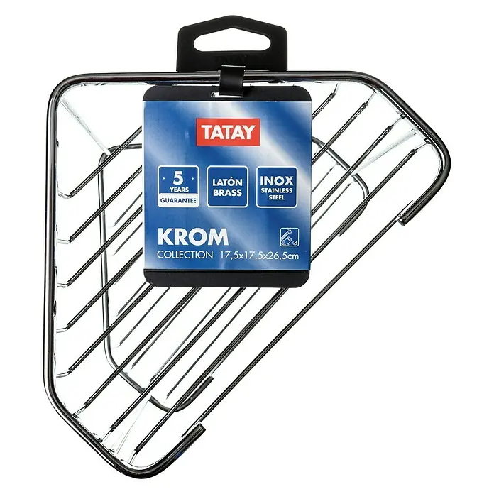 Tatay Cesta de baño angular doble Krom - 17,5 x 17,5 x 26,5 cm, Cromo