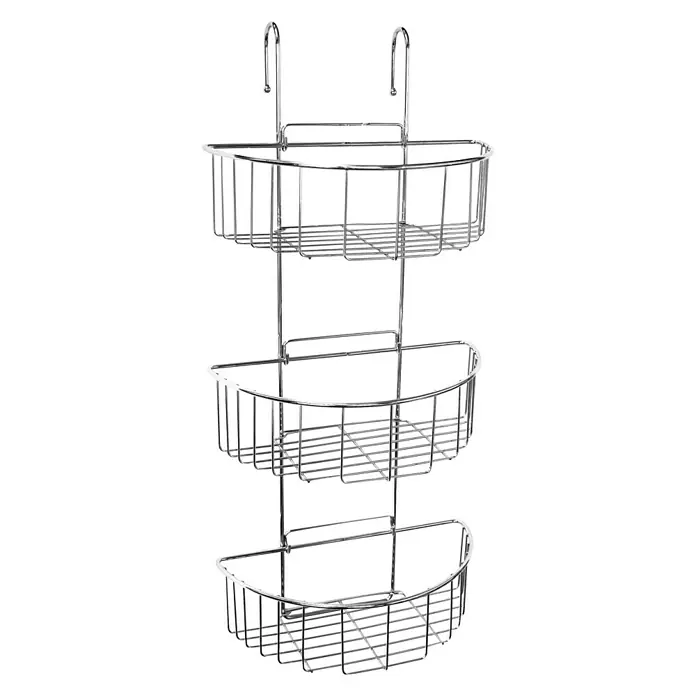 Tatay Cesta de baño angular colgante triple - 15 x 27,5 x 60 cm, Cromo
