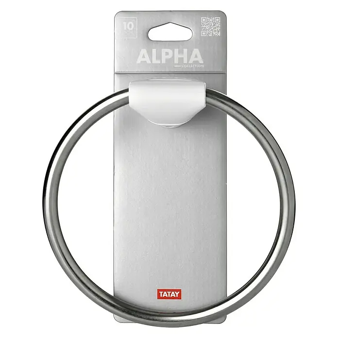 Tatay Alpha Toallero de anilla - Ancho: 19 cm, Blanco, Cromo