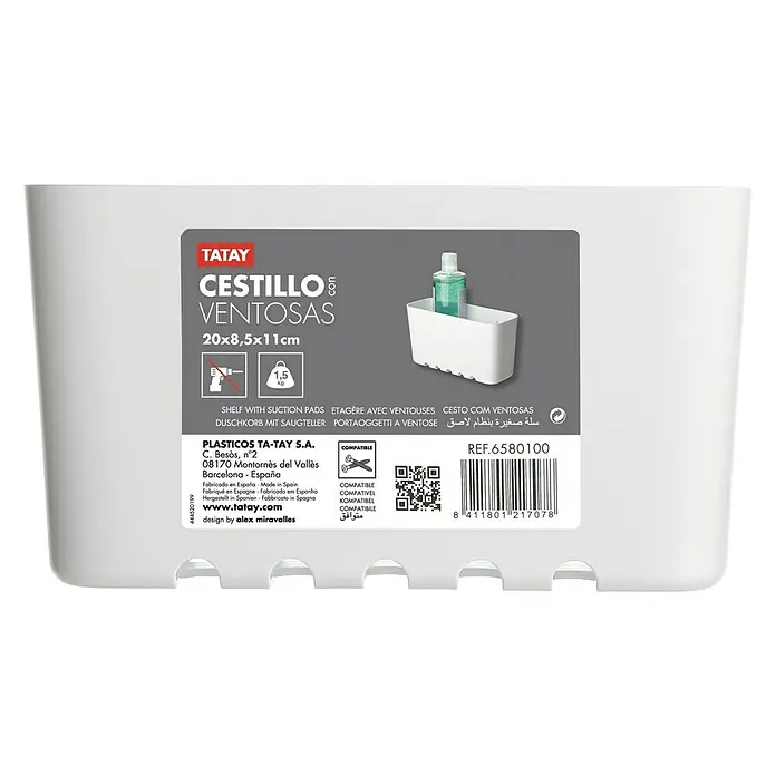 Tatay Cesta de baño Standard - 8,5 x 20 x 11 cm, Blanco