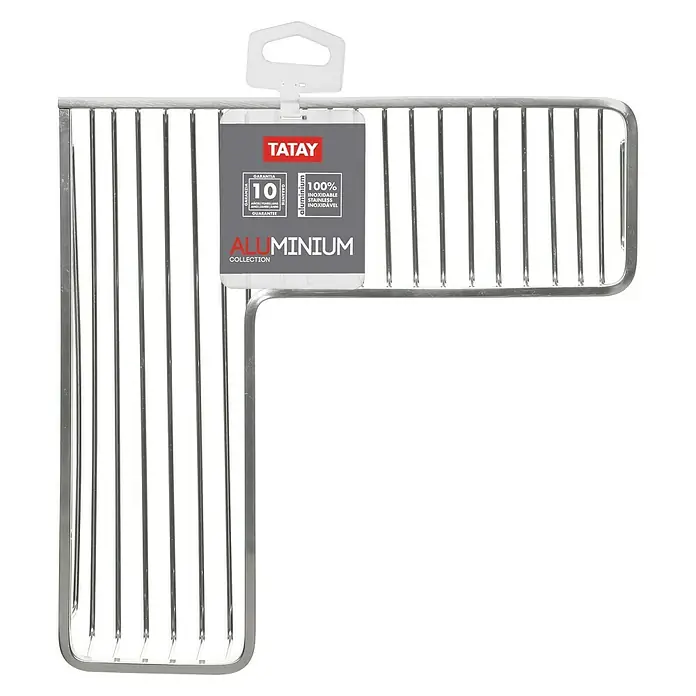 Tatay Aluminium Cesta de baño angular - 30 x 30 x 8,5 cm, Plateado