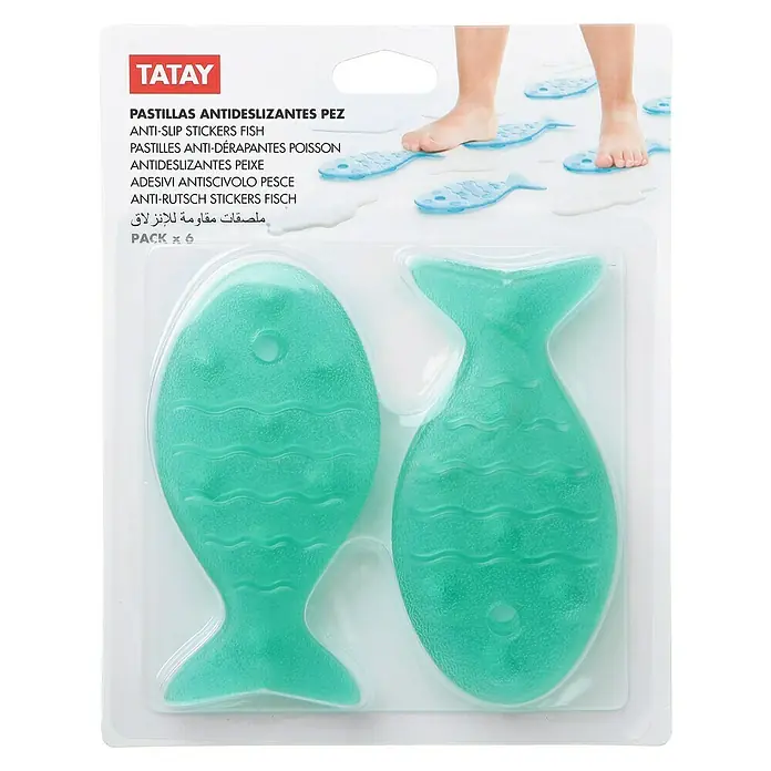 Tatay Alfombra antideslizante Pez - 7 x 15 cm, Turquesa