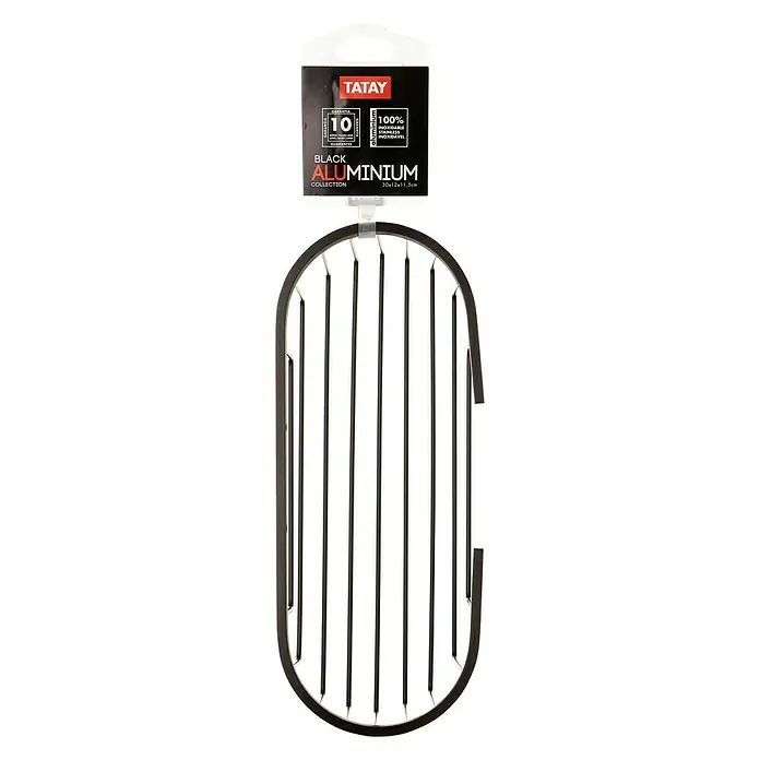 Tatay Aluminium Cesta de baño oval - 12 x 30 x 11,5 cm, Negro