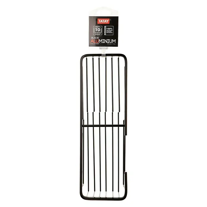 Tatay Aluminium Cesta de baño rectangular - 12 x 37 x 11,5 cm, Negro