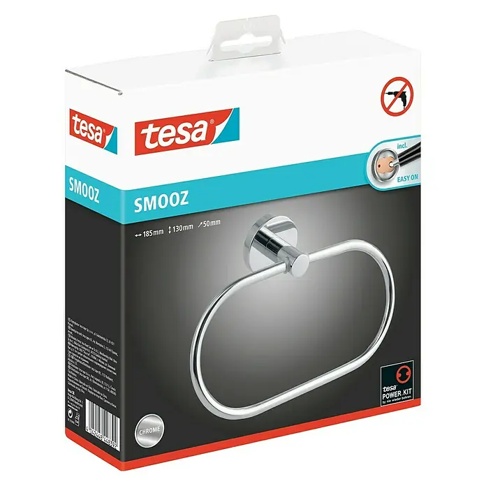 Tesa Smooz Handdoekring - Chroom, Glanzend