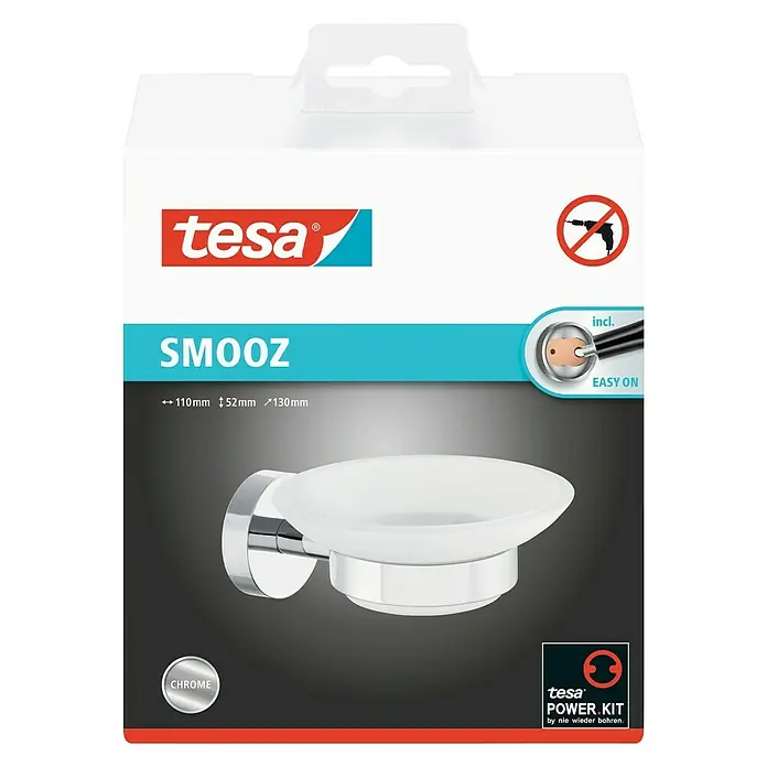 Tesa Smooz Seifenschale - Mit Halterung, Satiniert/Chrom, Glänzend