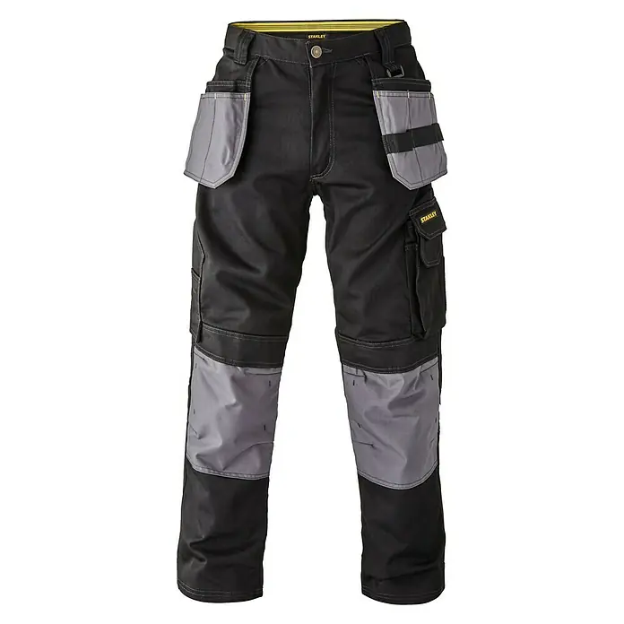 Stanley Pantalones de trabajo Knoxville - 48, Negro, Gris, 65% poliéster y 35% algodón