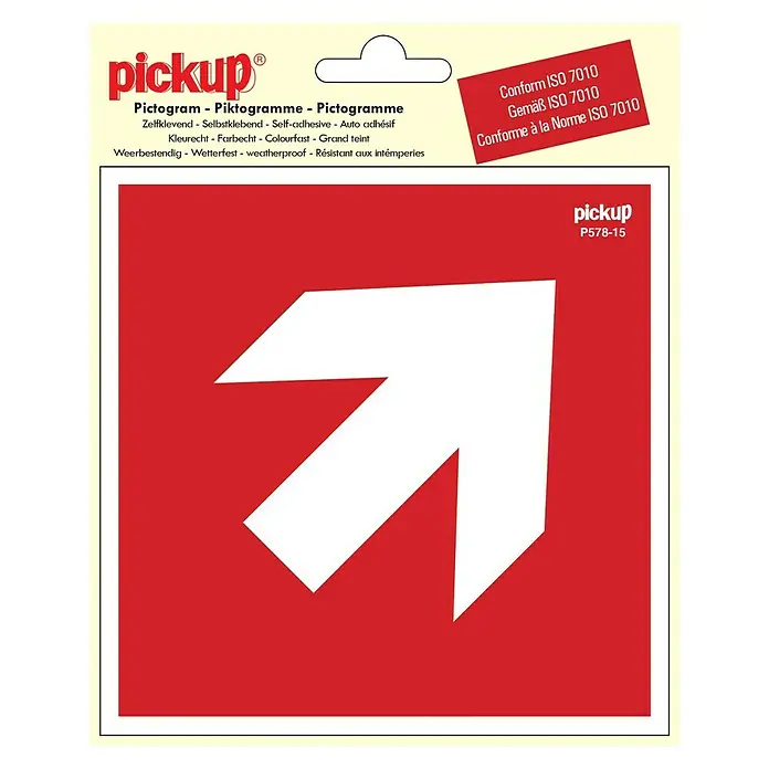 Pickup Sticker - Motief: Aanwijzings-pijl, l x b: 15 x 15 cm, Rood/wit