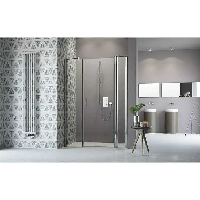 Camargue Vario Duschwand-Festteil S15 - 40 x 195 cm, Beschichtet, Stärke: 6 mm, Silber - Stimmungsaufnahme