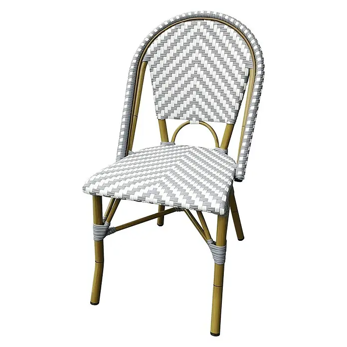 Silla de jardín Oriana - Ancho: 47 cm, Ratán sintético, Gris/Blanco