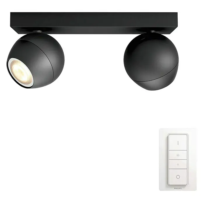 Philips Hue Regleta LED Buckram - 11 W, L x An x Al: 8,2 x 25,2 x 10,3 cm, Negro, Multicolor
